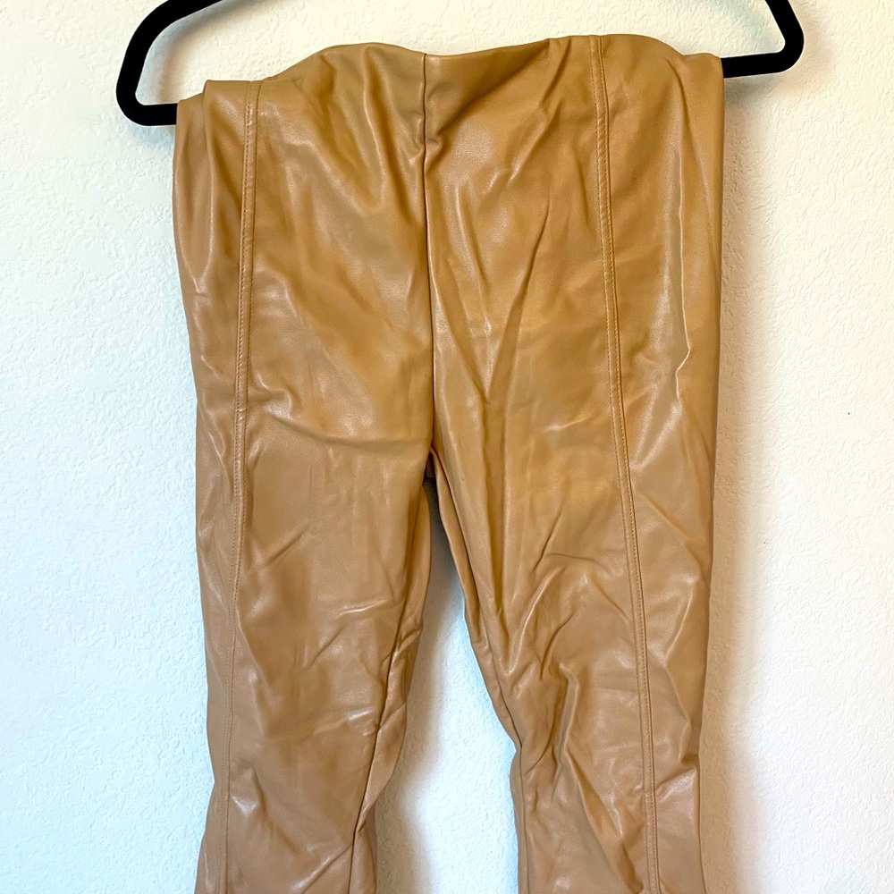 Tan pleather pants